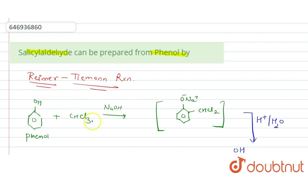 [Punjabi] Salicylaldelıyde can be prepared from Phenol by