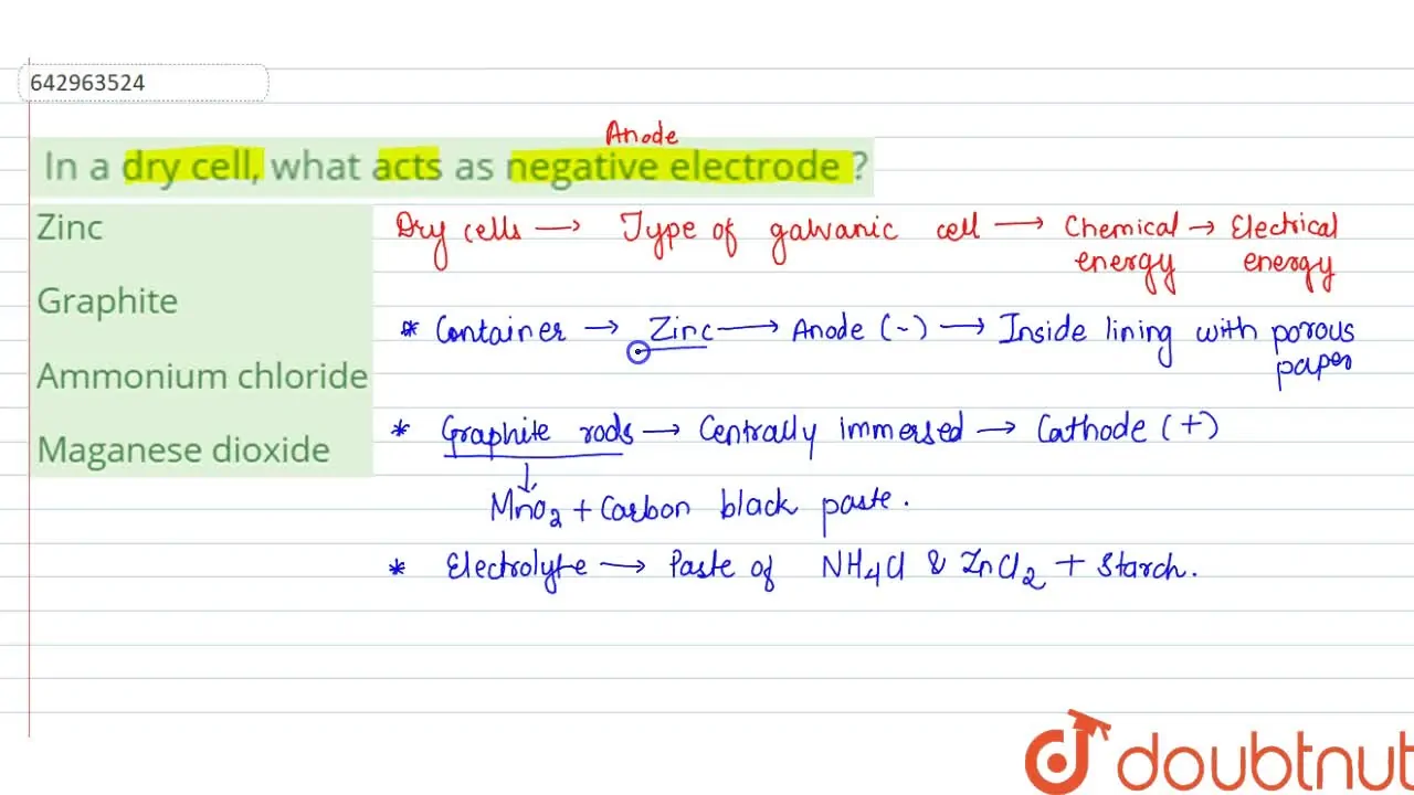 [Marathi] In a dry cell, what acts as negative electrode