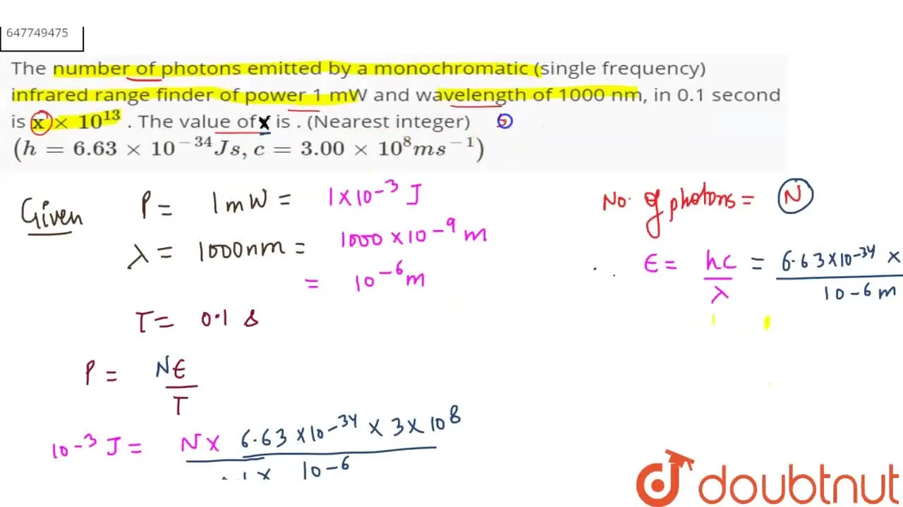 The number of photons emitted by a monochromatic (single frequency) in