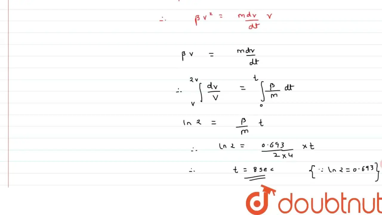 A body of mass m = 4 kg starts moving with velocity v(0) in a straight