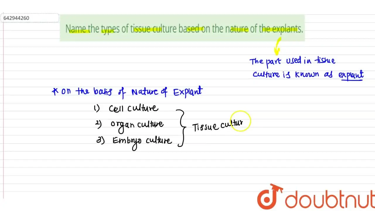 [Marathi Solution] Name the types of tissue culture based on the natur