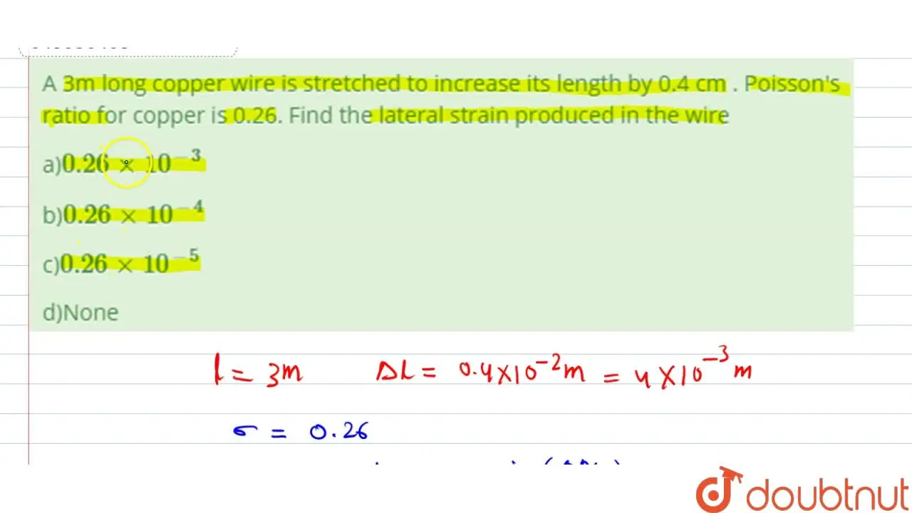 [Odia] A 3m long copper wire is stretched to increase its length by 0.