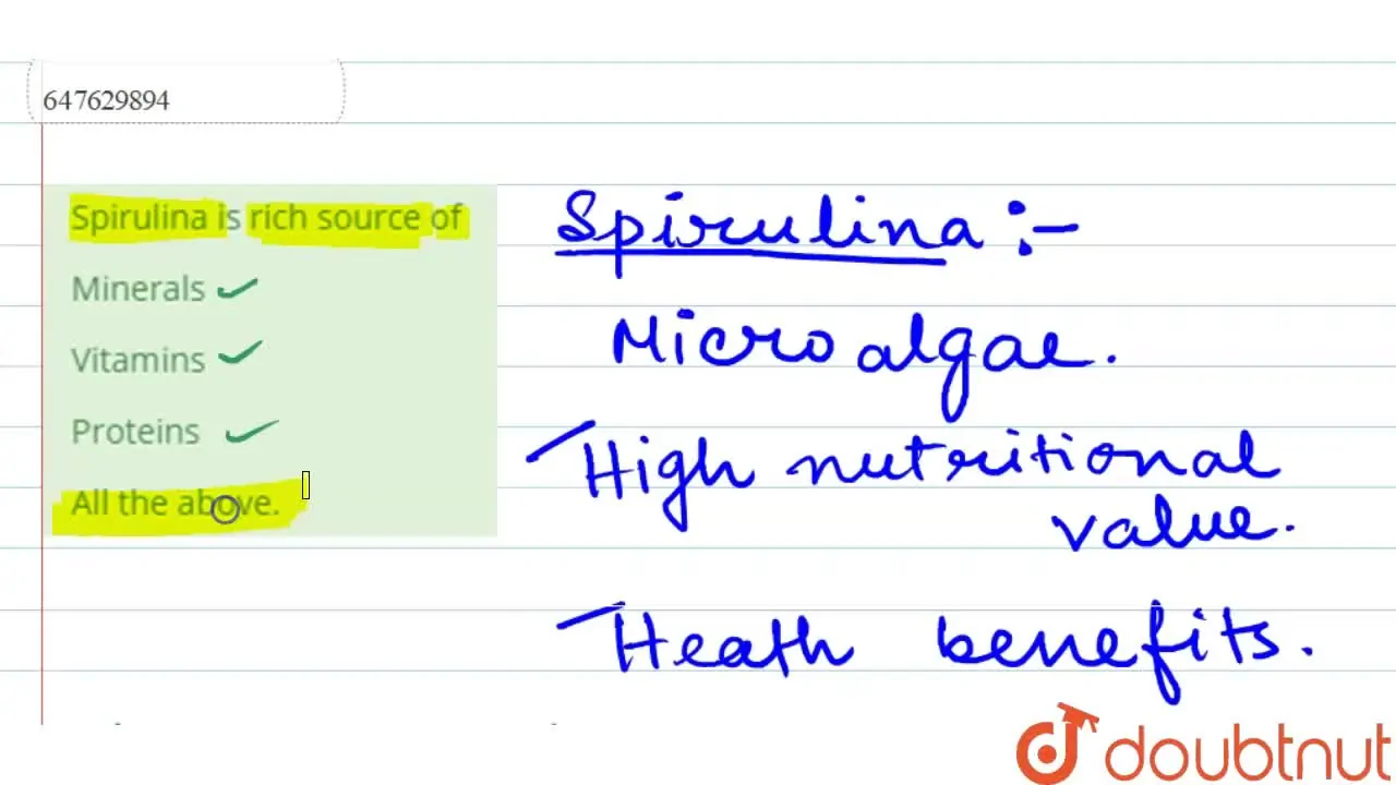[Bengali Solution] Spirulina is rich source of