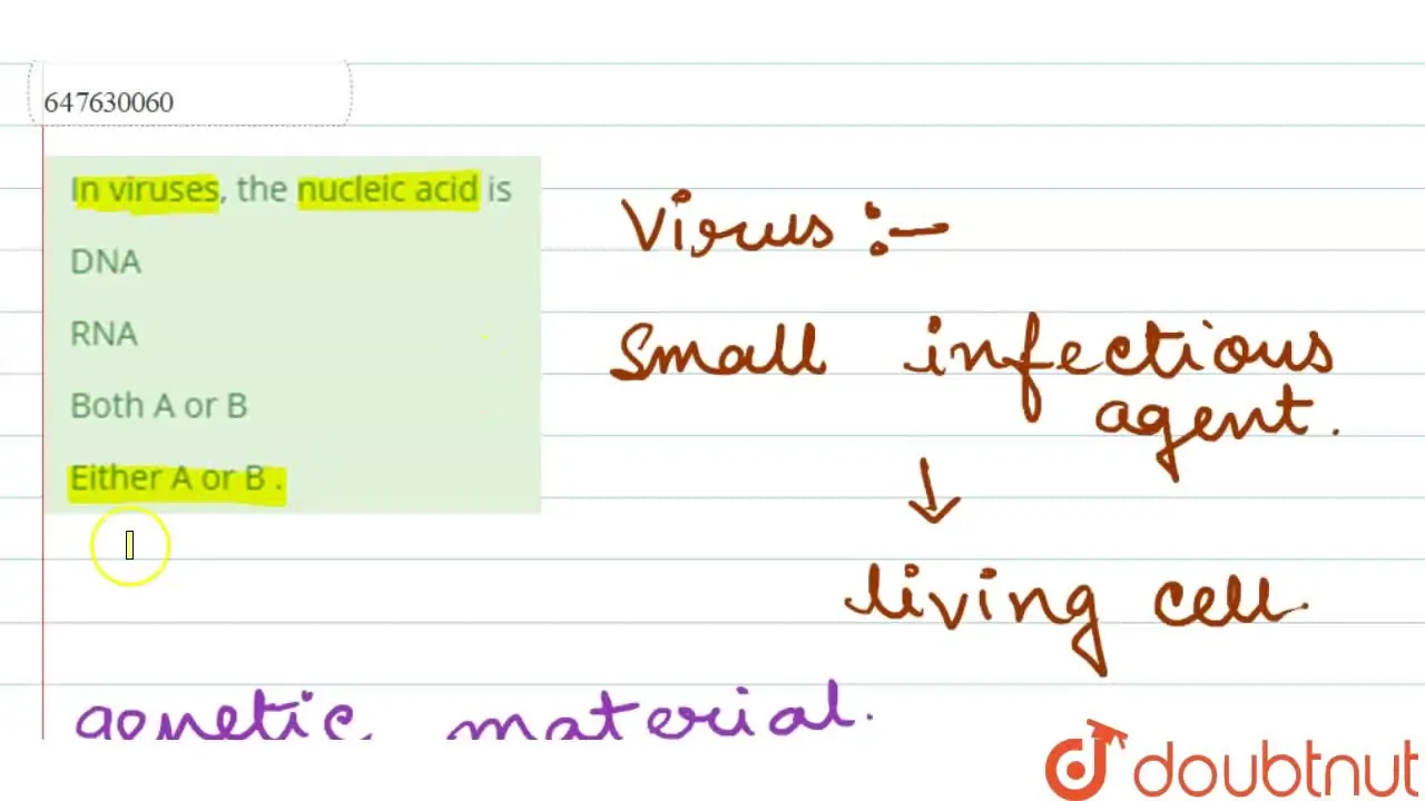 [Bengali Solution] In viruses, the nucleic acid is