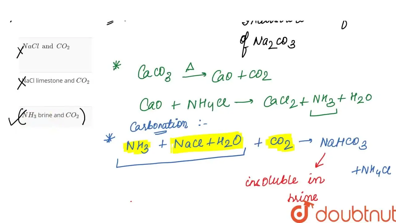 [Bengali] The raw materials used in the manufacture of Na2CO3 by Solva