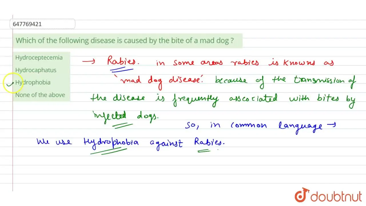 Disease caused by the clearance bite of a mad dog