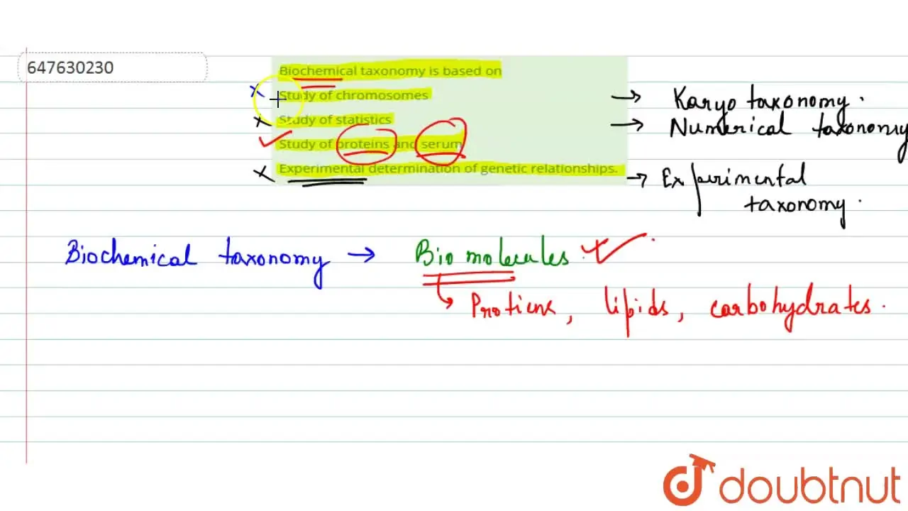 [Bengali Solution] Biochemical taxonomy is based on