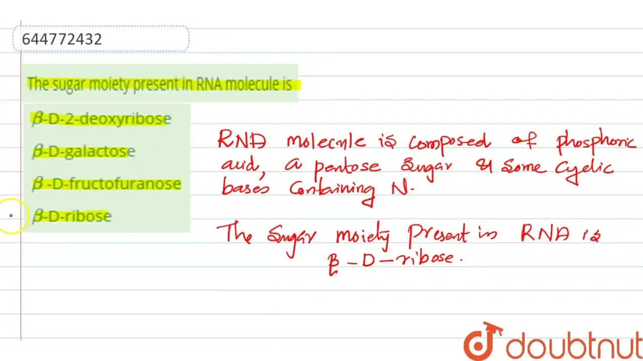 [Malayalam] The sugar moiety present in RNA molecule is