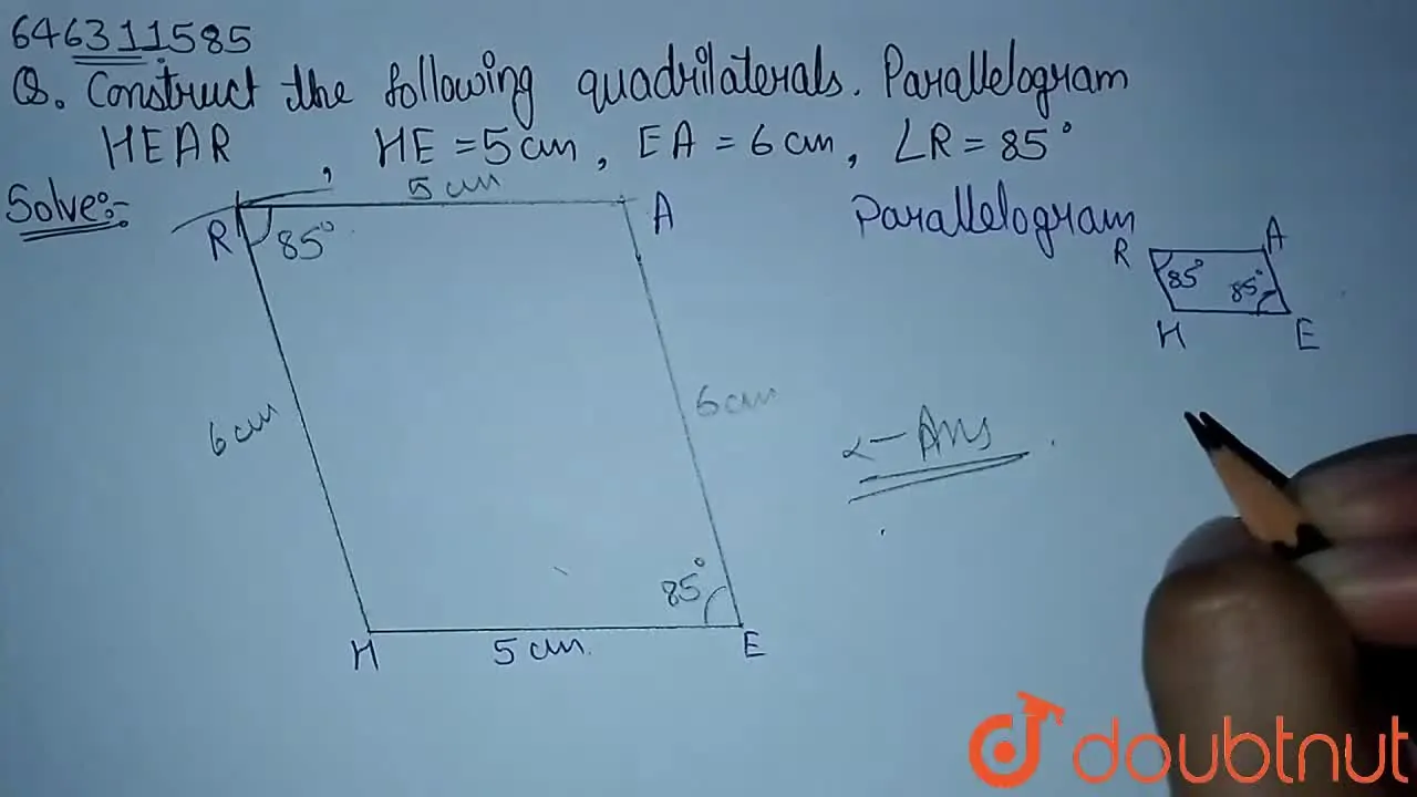 Question 1 (iii) - Construct Parallelogram HEAR, HE = 5 cm, EA = 6 cm