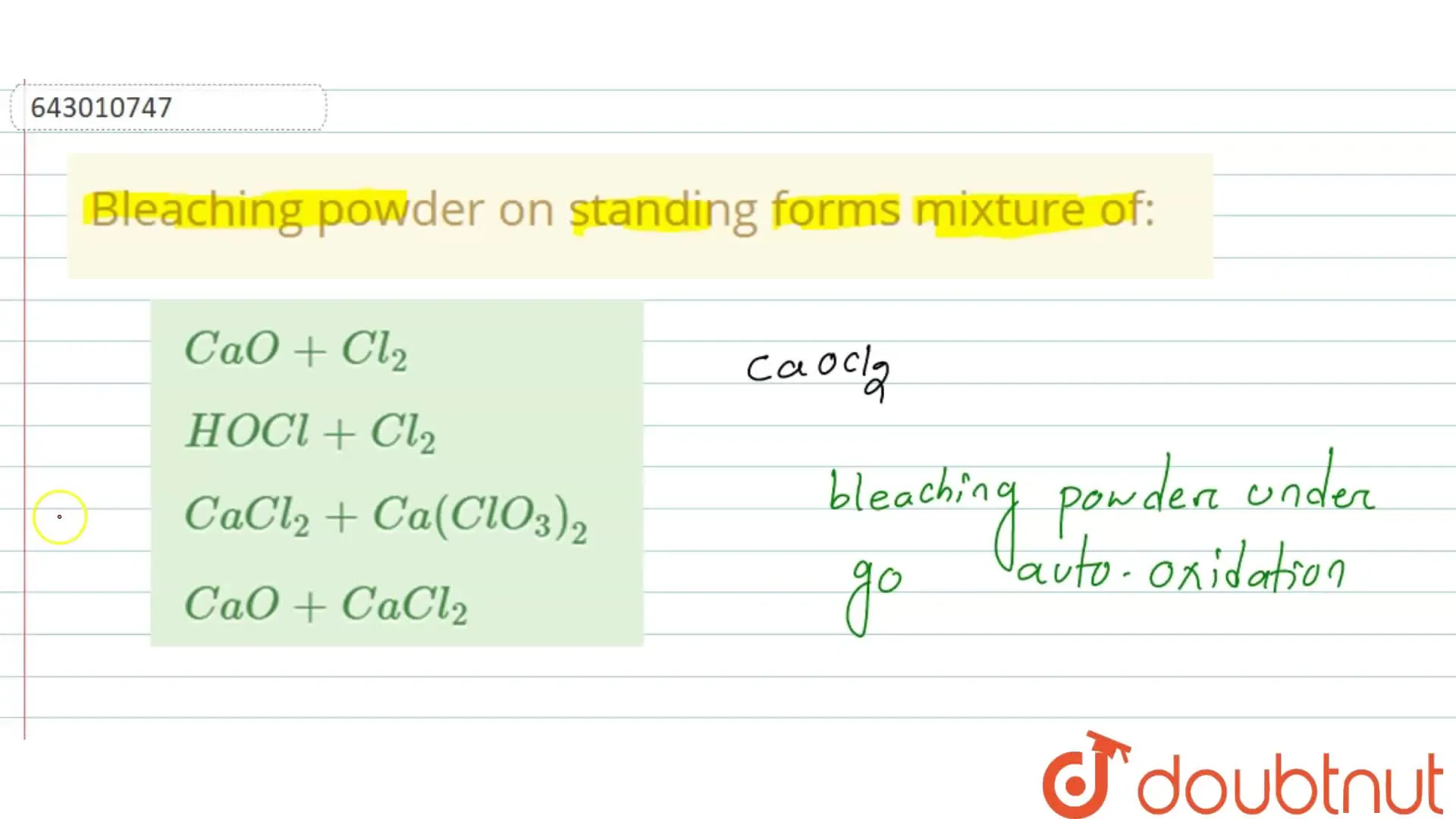 [Odia] Bleaching powder on standing forms mixture of