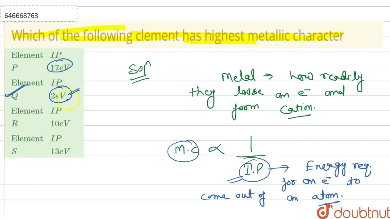 Which of the following clement has highest metallic character