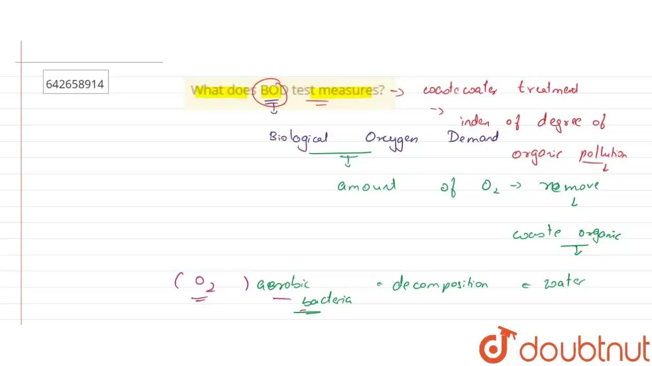 [Gujrati Solution] What does BOD test measures?