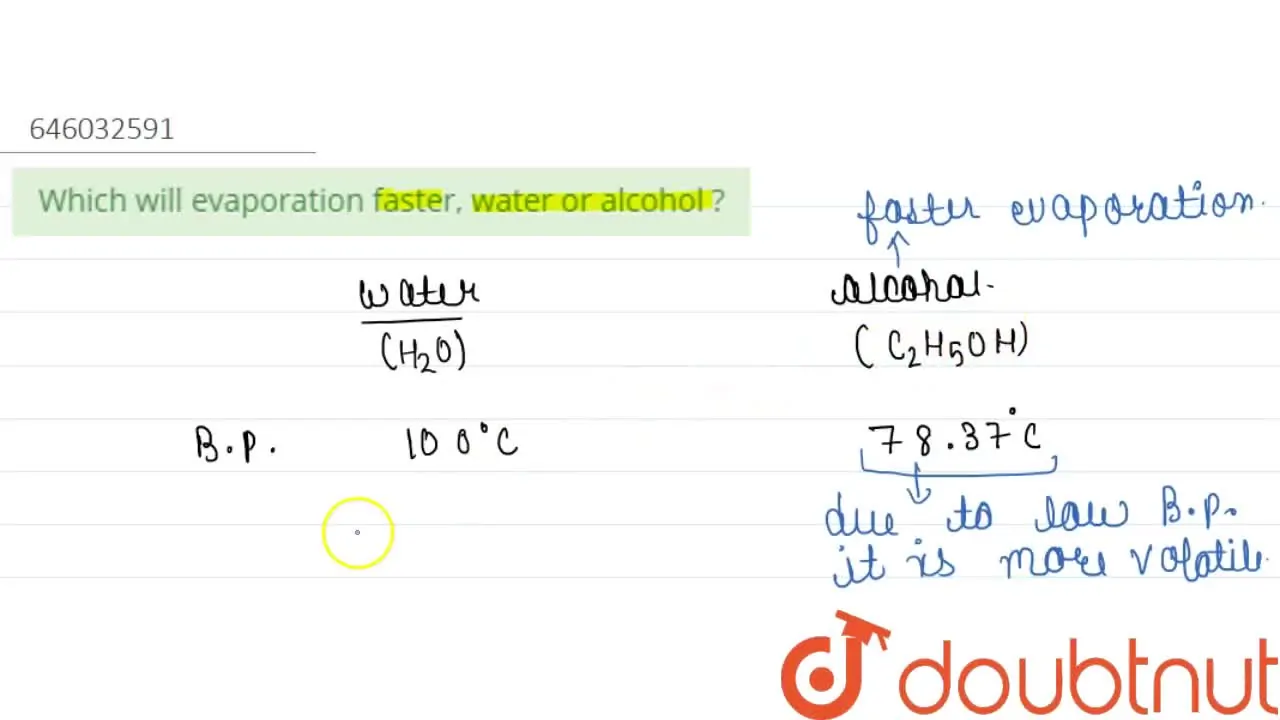 Which will evaporation faster, water or alcohol
