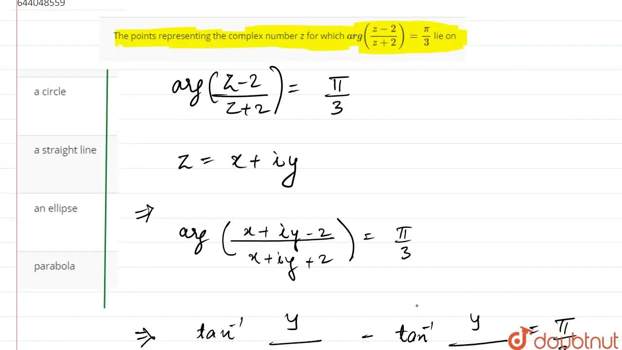 Malayalam Find The Locus Of The Point Z For Which Arg Z I Z I