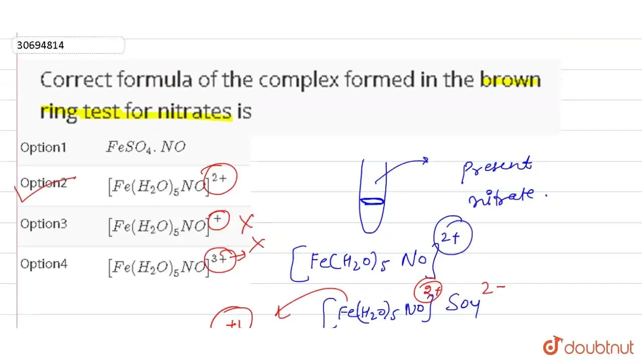 What is the oxidation state of ferrous in brown ring complex - Brainly.in