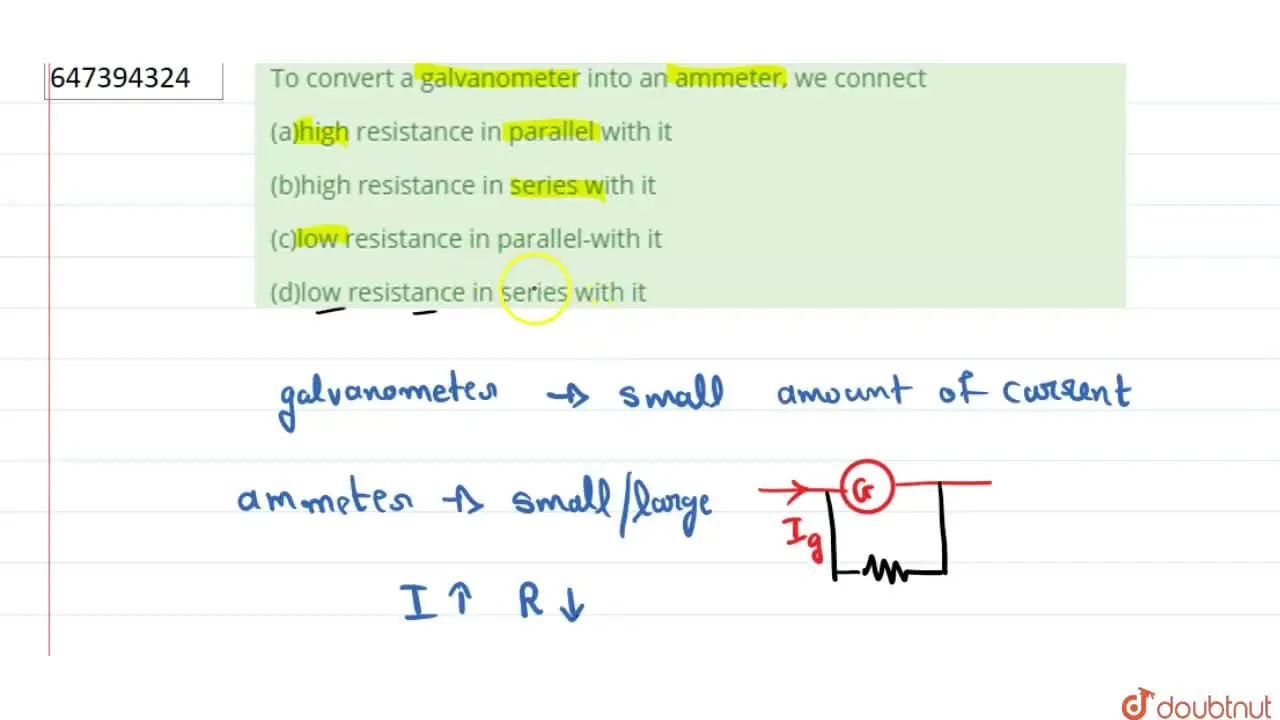 [Gujrati] To convert a galvanometer into an ammeter, we connect