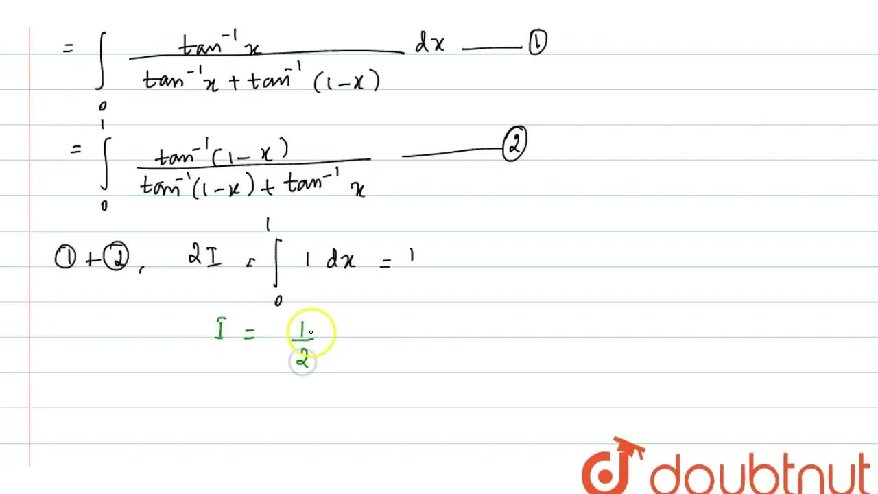 [Tamil] The value of int(0)^(1)(tan^(1)x)/(cot^(1)(1x+x^(2))dx is.