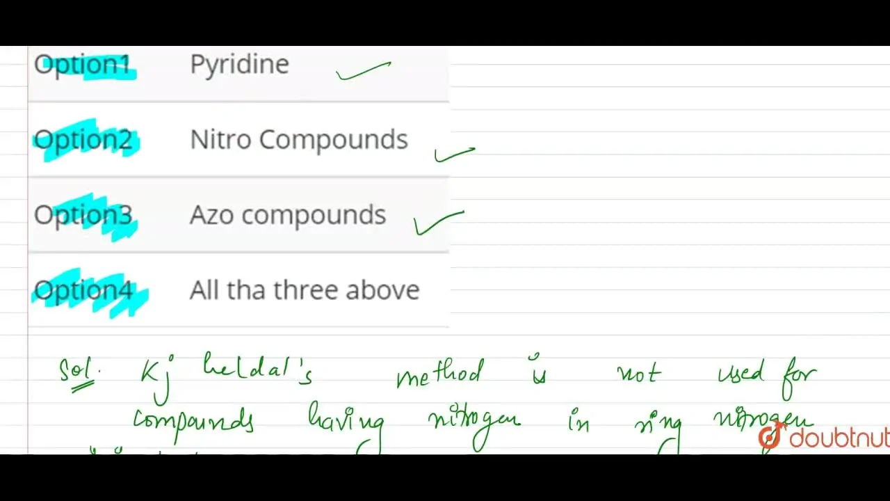 Kjeldahl's method cannot be used for the estimation of nitrogen in