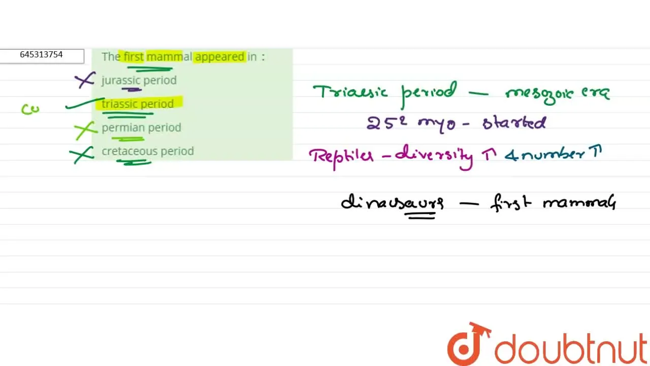 [Kannada Solution] The first mammal appeared in