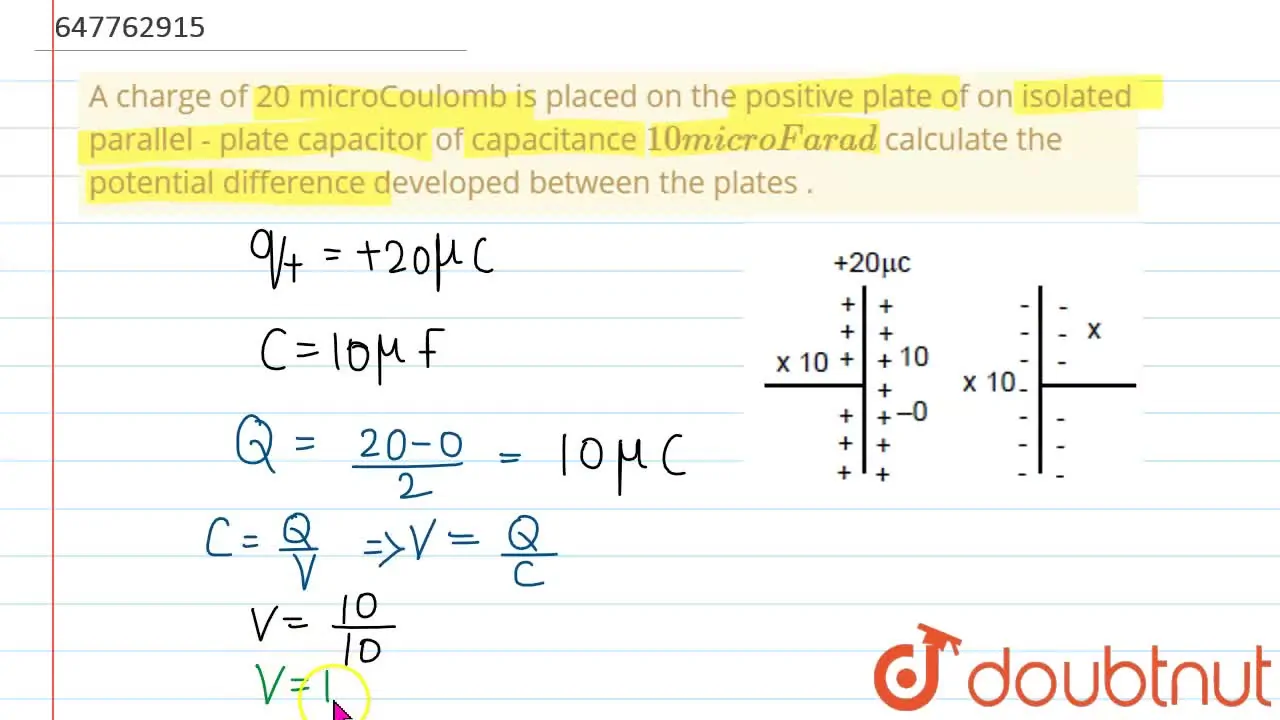 [Tamil] A charge of 20 microCoulomb is placed on the positive plate