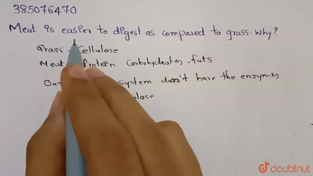 [Kannada] Meat is easier to digest as compared to grass. Why?