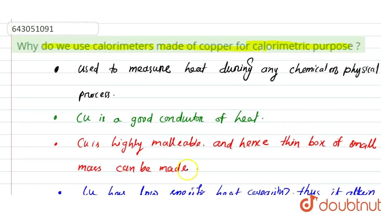 [Odia] Why do we use calorimeters made of copper for calorimetric purp