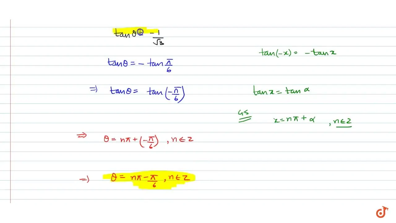 Find The General Solutions Of The Following Equation T A Ntheta