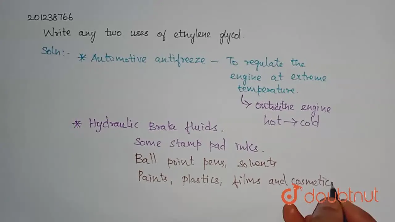 [Tamil] Write two uses of ethylene glycol.