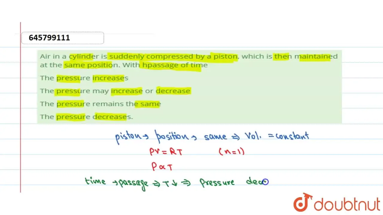 [Punjabi] Air in a cylinder is suddenly compressed by a piston, which