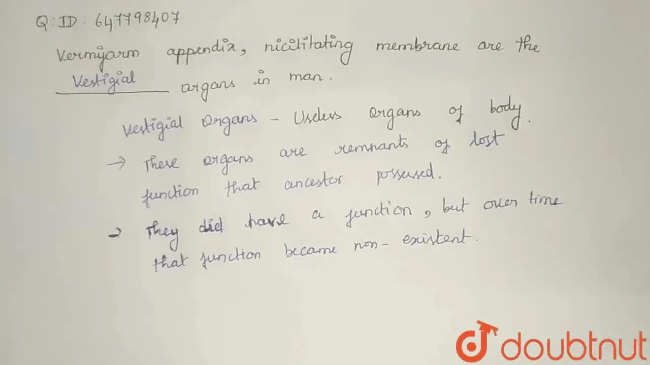 [Tamil Solution] Vermiform appendix,nictitating membrance are the or