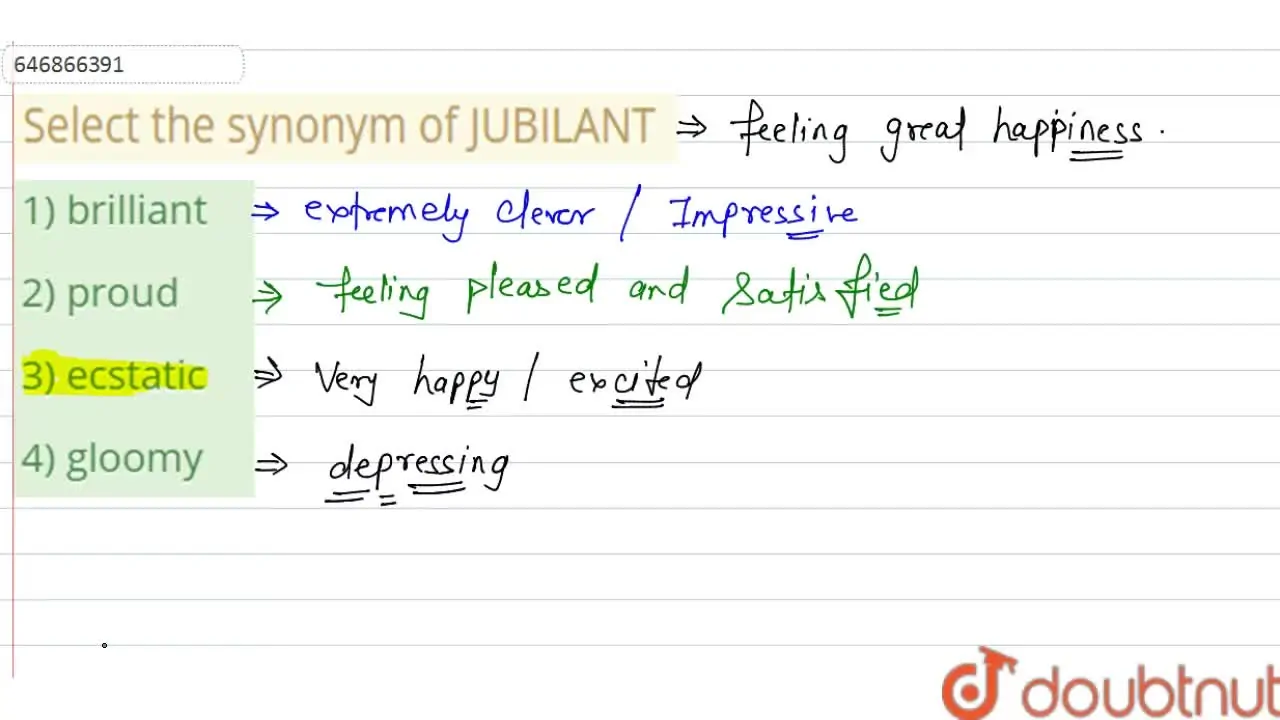 Select the synonym of JUBILANT