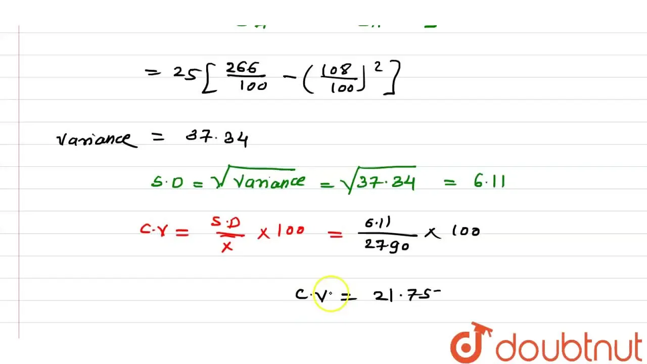 [Marathi] Solve the following Find coefficient of variation for the f