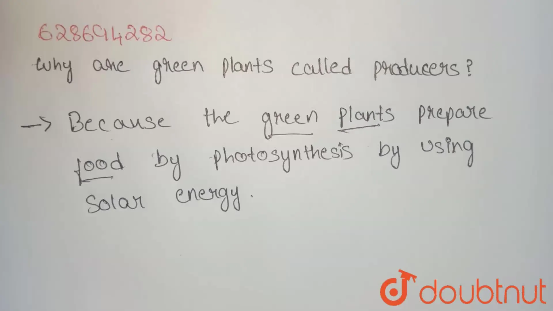 [Kannada Solution] Why are green plants called producers