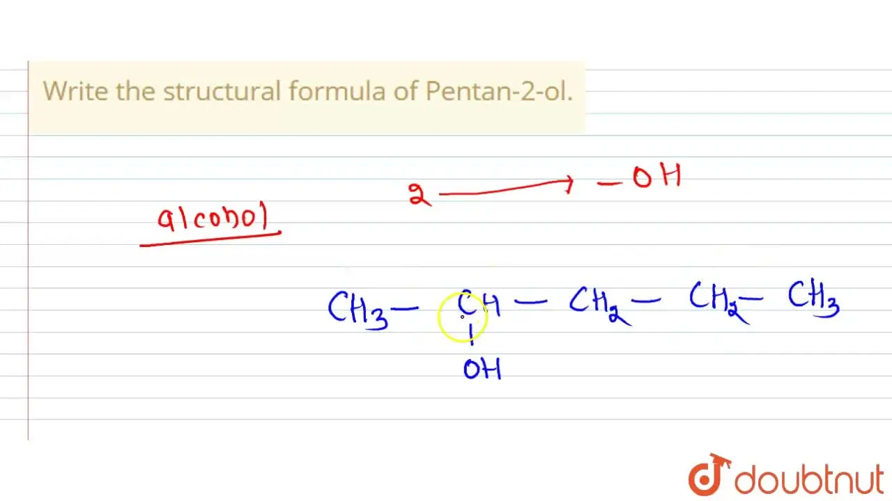 [Odia] Write the structural formula of Pentan2ol.