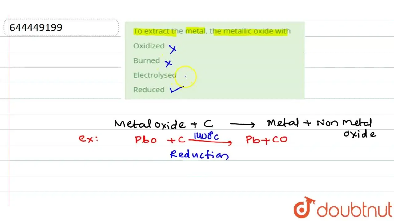 [Telugu] To extract the metal, the metallic oxide with