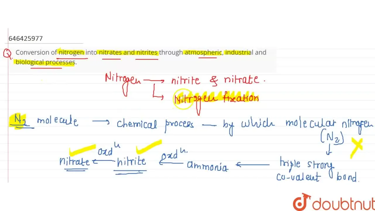 [Marathi Solution] Conversion of nitrogen into nitrates and nitrites t