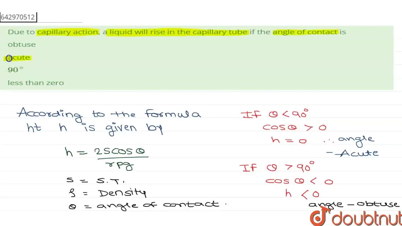 [Marathi] Due to capillary action, a liquid will rise in the capillary