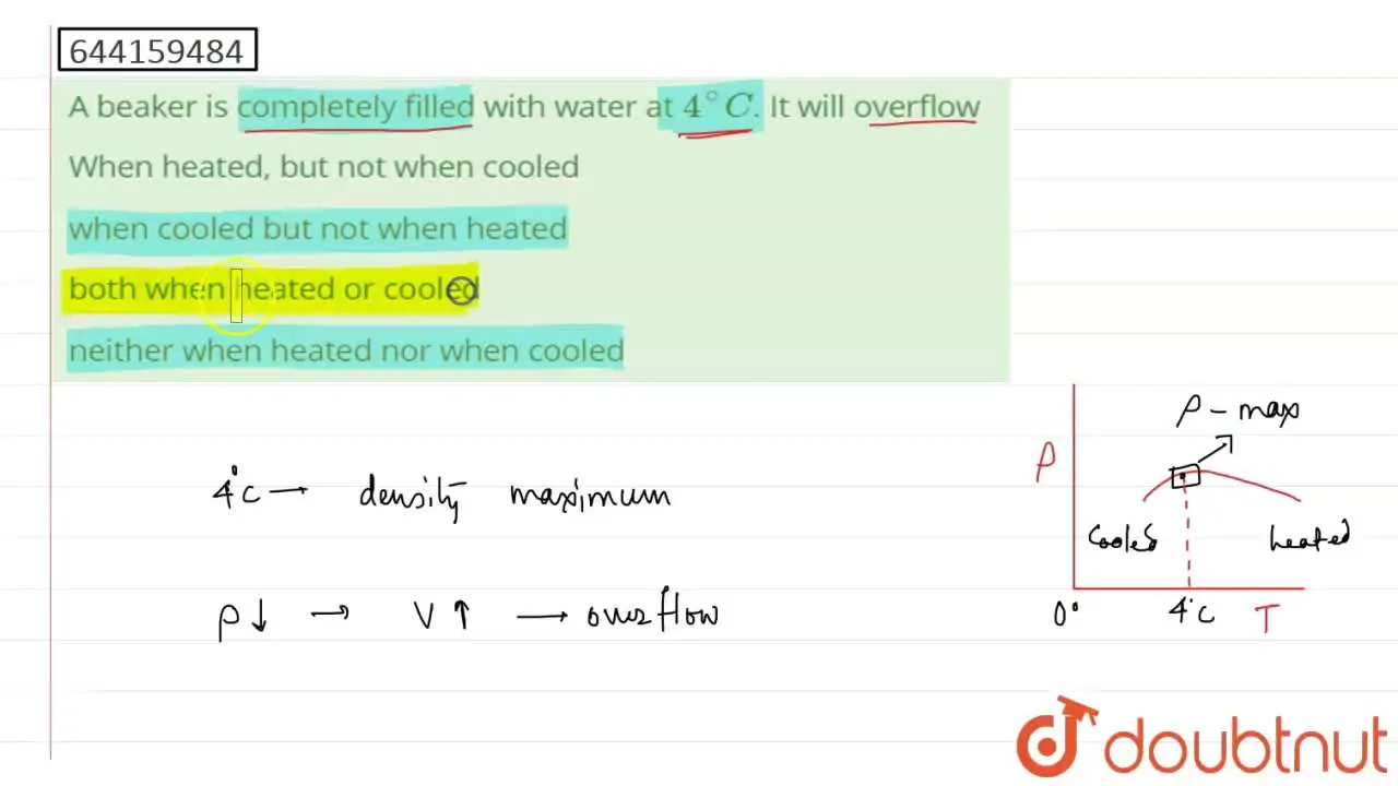 [Bengali] A beaker is completely filled with water at 4^C. It will ov