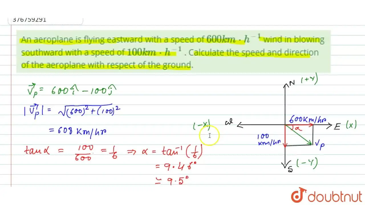 [Bengali] An aeroplane is flying eastward with a speed of 600 km*h^(