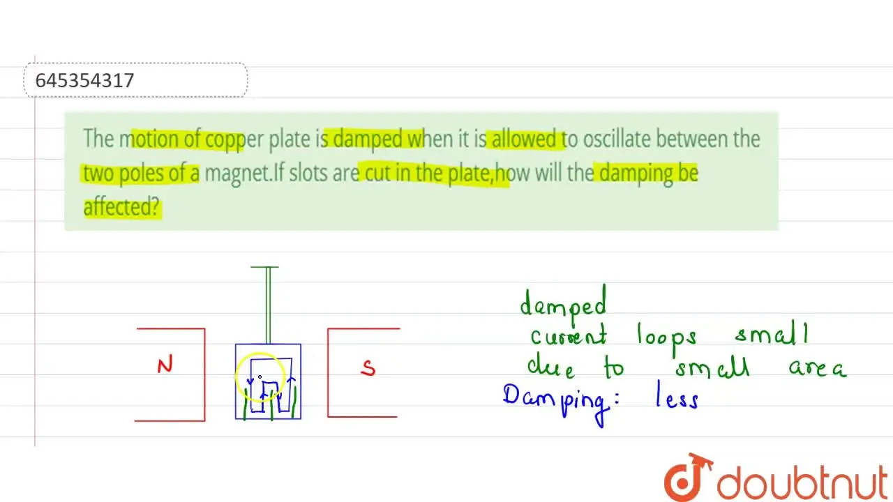[Marathi] The motion of copper plate is damped when it is allowed to o