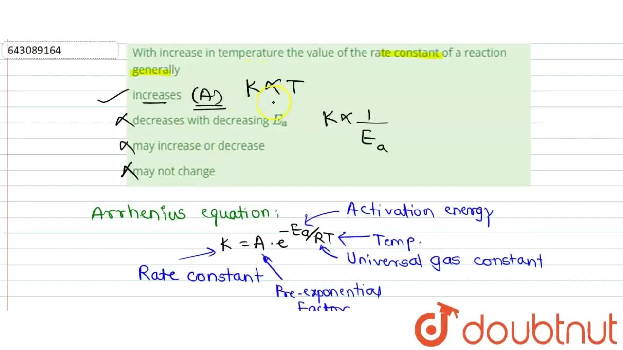 [Marathi] With increase in temperature the value of the rate constant