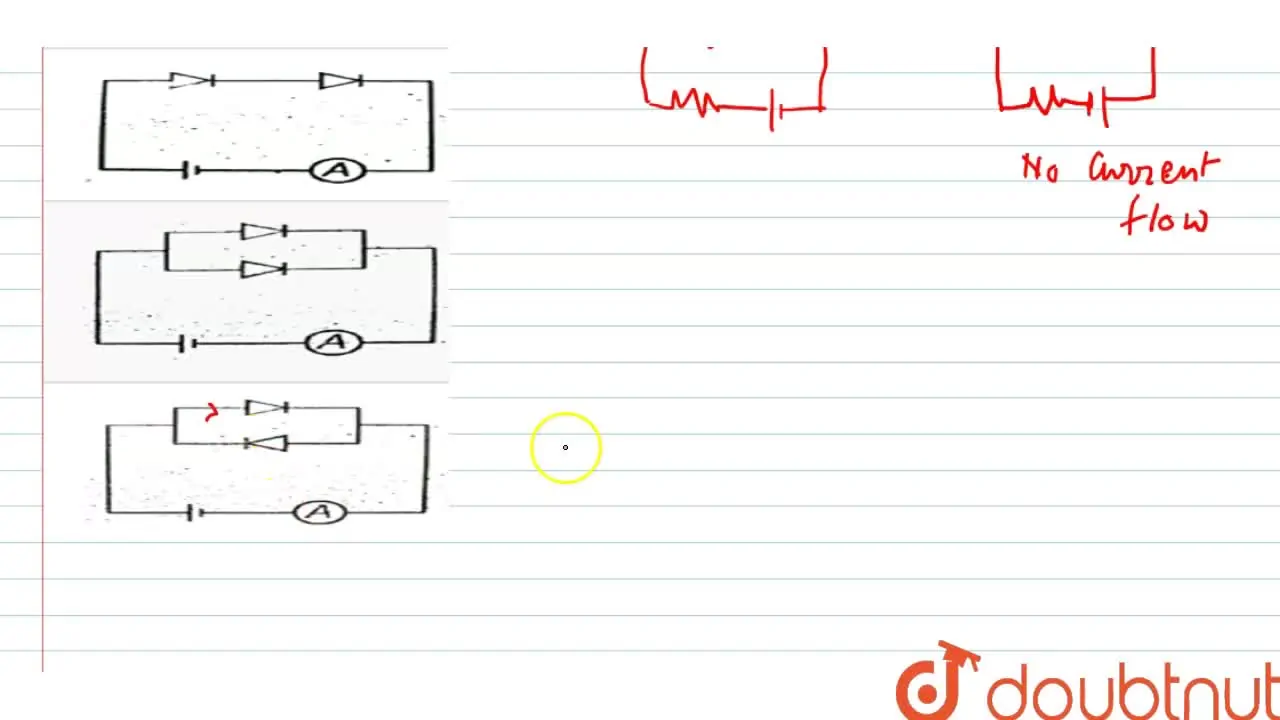 Which circuit will not show current in ammeter