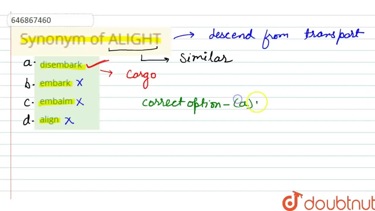 Synonym of ALIGHT