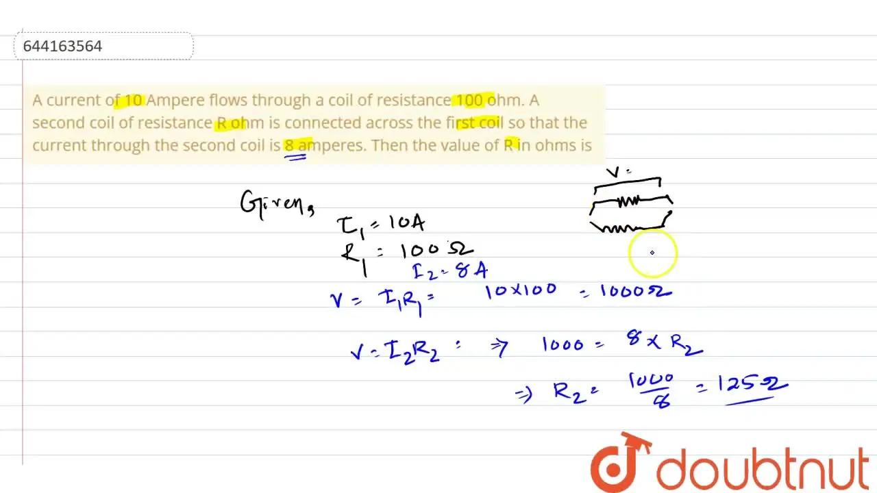 [Odia] A current of 10 Ampere flows through a coil of resistance 100 o