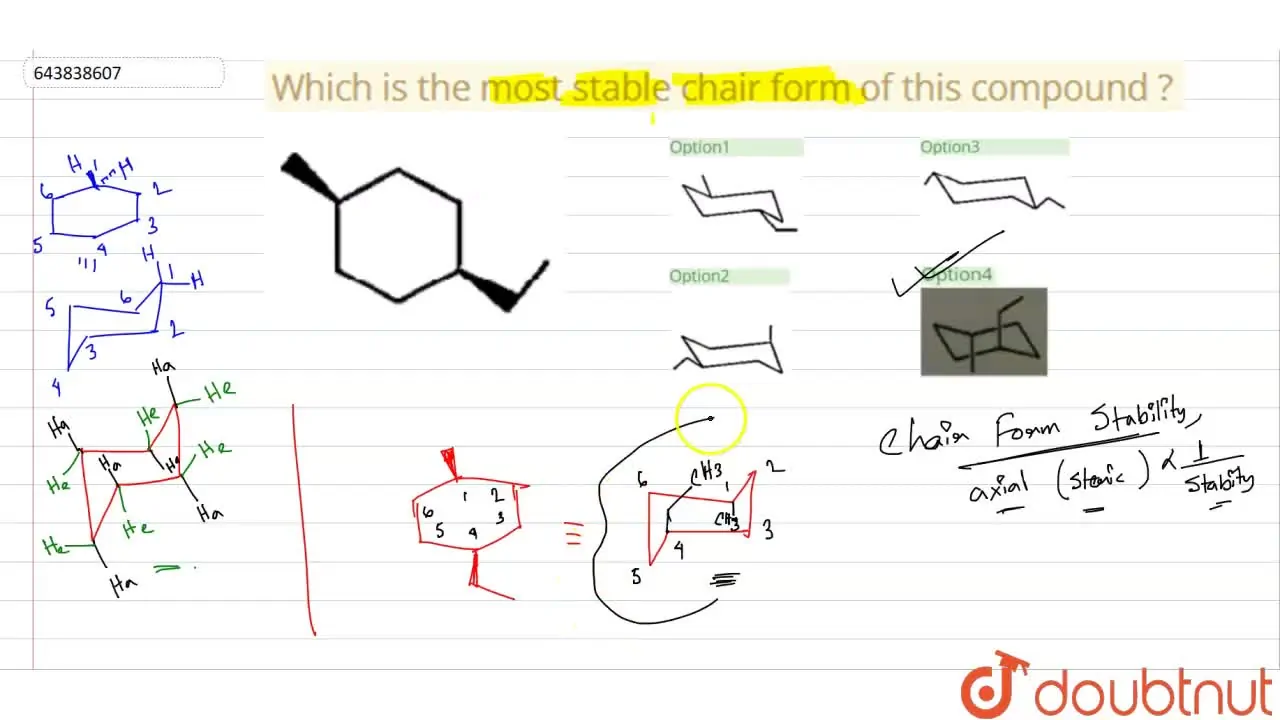 [Bengali] Which is the most stable chair form of this compound