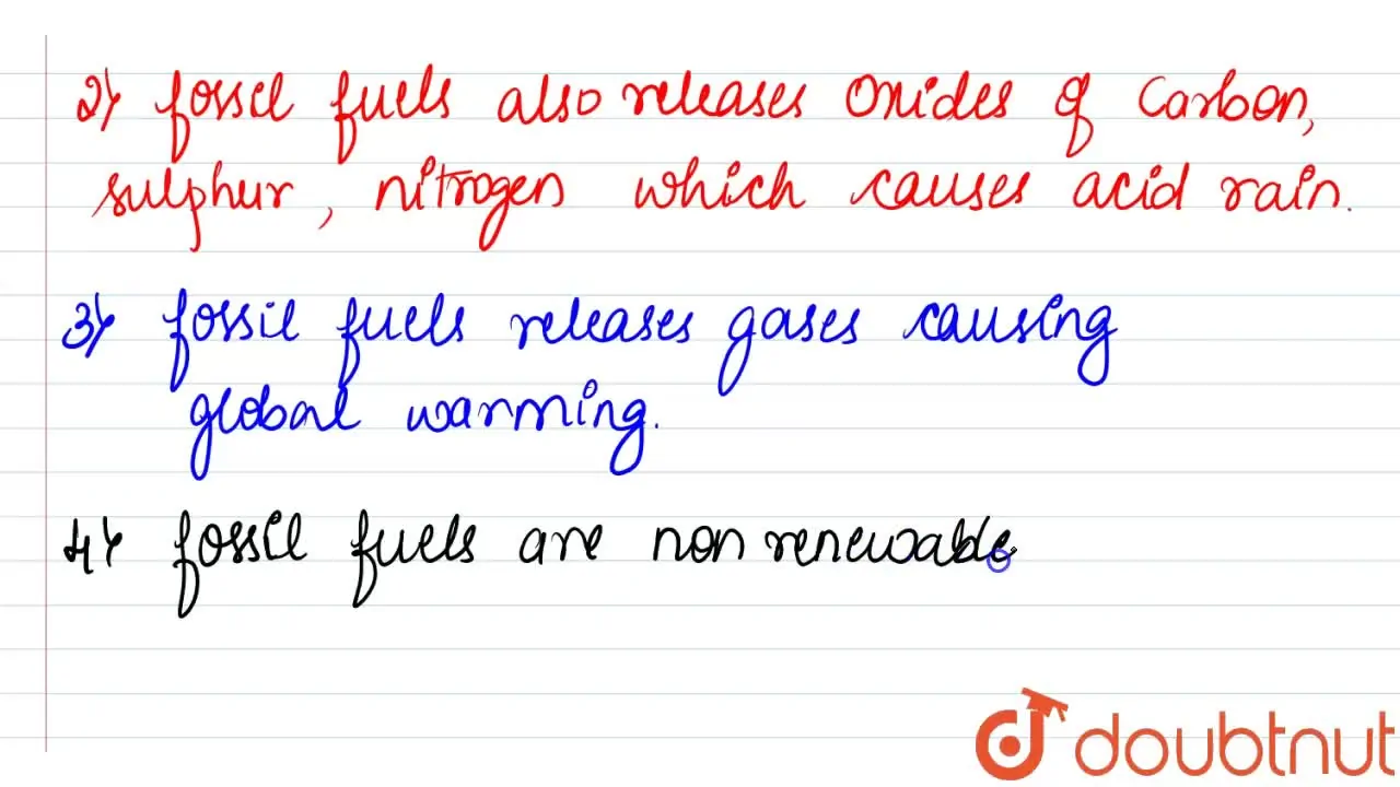 [Kannada Solution] List four disadvantages of burning fossil fuels.
