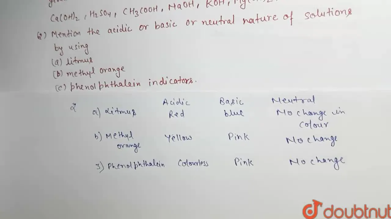 (1) By Using Moist Blue Litmus Paper Classify The Following Compounds