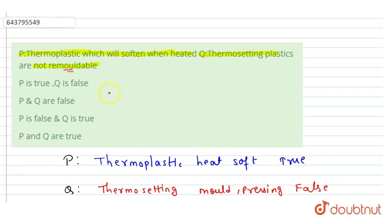 [Telugu] PThermoplastic which will soften when heated QThermosetting