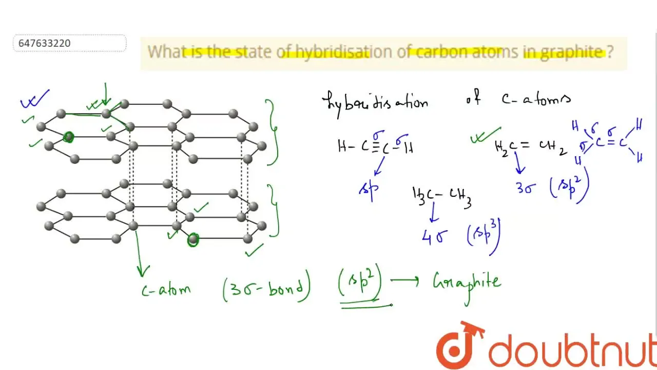 [Bengali] What is the state of hybridisation of carbon atoms in graphi