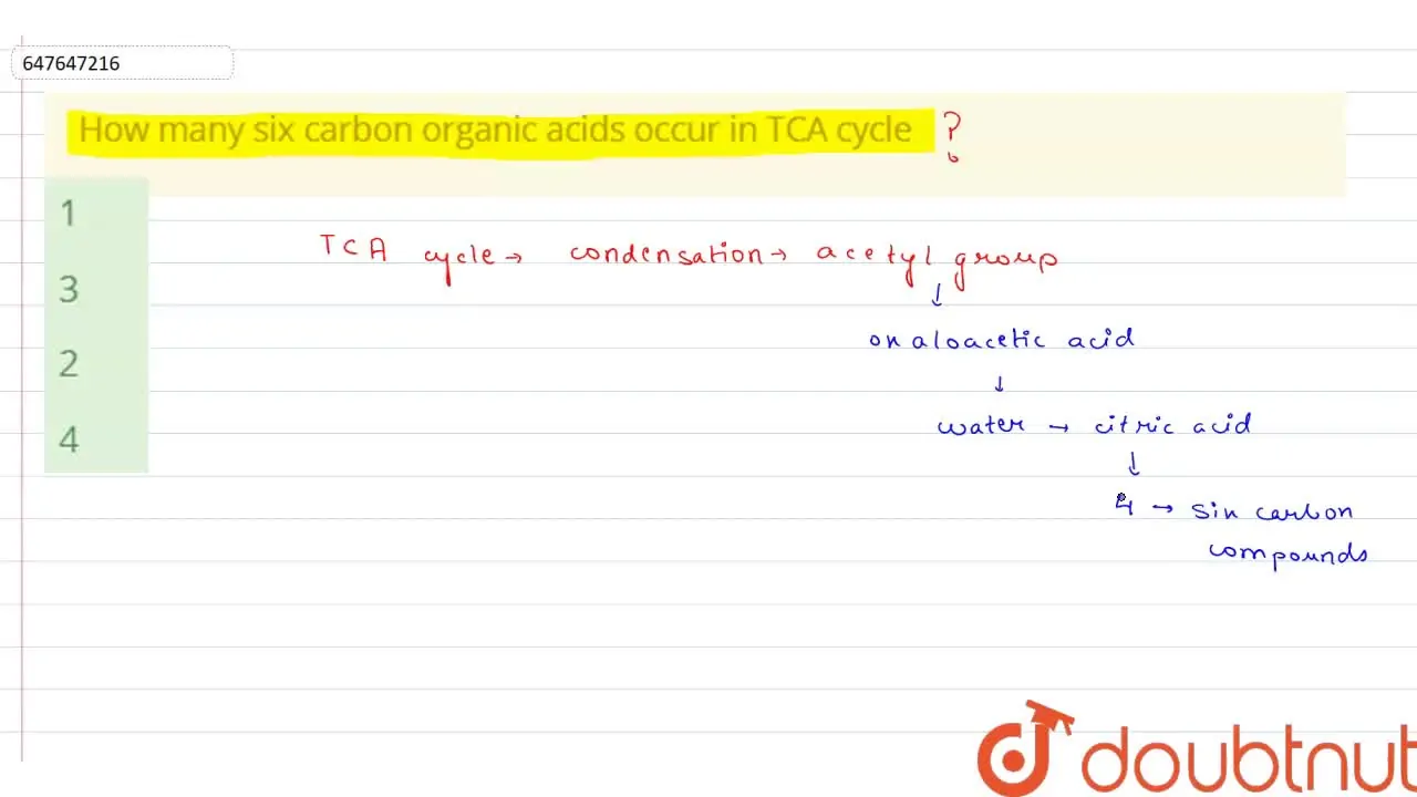 [Bengali Solution] How many six carbon organic acids occur in TCA cycl